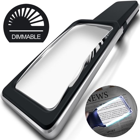 MagniPros 6X(600%) Magnifying Glass with Anti-Glare Lens & Stepless LEDs-Evenly Lit Viewing Area-The Brightest & Best Reading Magnifier for Small Prints, Low Vision Seniors, Macular Degeneration