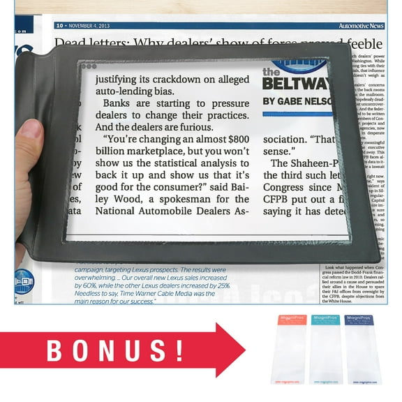 MagniPros Large Full Page Magnifier Magnifying Sheet with Bonus Bookmark Magnifier- Magnifies Entire Page