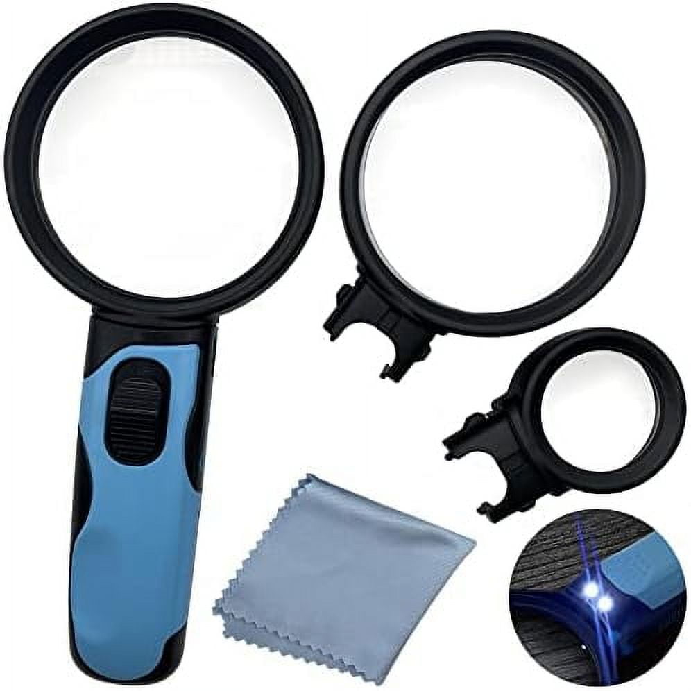 MagniPros Magnifying Glass with Bright LED Lights3 Easy Detachable