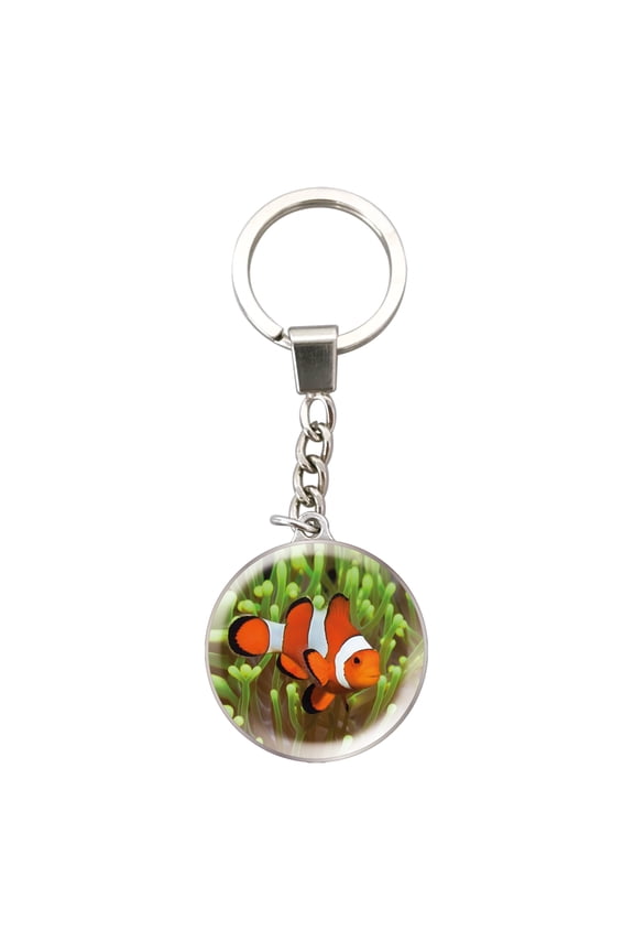 Magnidome Clown Fish Keychain from Deluxebase - Dome-shaped Picture Key Ring with Stainless Steel Chain. Crystal Glass Dome Aesthetic Key Chain. Key Chain Accessories for Women and Key Holder for Men