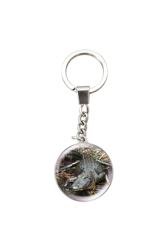Magnidome Crocodile Keychain from Deluxebase - Dome-shaped Picture Key Ring with Stainless Steel Chain. Crystal Glass Dome Aesthetic Key Chain. Key Chain Accessories for Women and Key Holder for Men