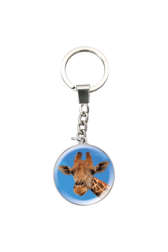 Magnidome Giraffe Keychain by Deluxebase – Glass Dome Picture Key Ring with Stainless Steel Chain