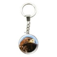 thumbnail image 1 of Magnidome Golden Eagle Keychain by Deluxebase Dome-Shaped Crystal Glass Key Ring with Steel Chain, 1 of 2