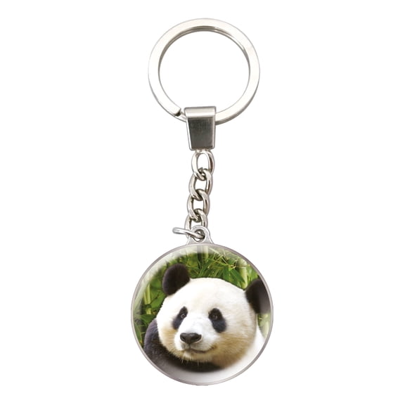 Magnidome Panda Keychain by Deluxebase. Crystal Dome Key Ring with Stainless Steel Chain