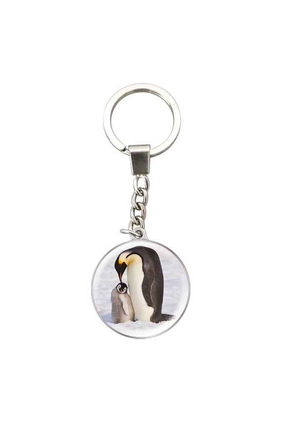 Magnidome Penguin Keychain by Deluxebase. Crystal Glass Dome Key Ring with Stainless Steel Chain