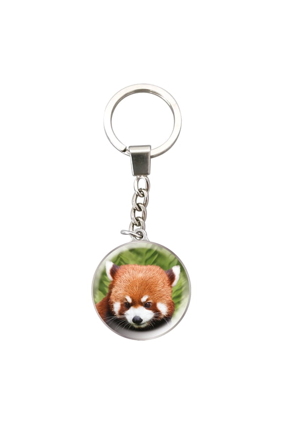 Magnidome Red Panda Keychain by Deluxebase. Crystal Dome Key Ring with Stainless Steel Chain
