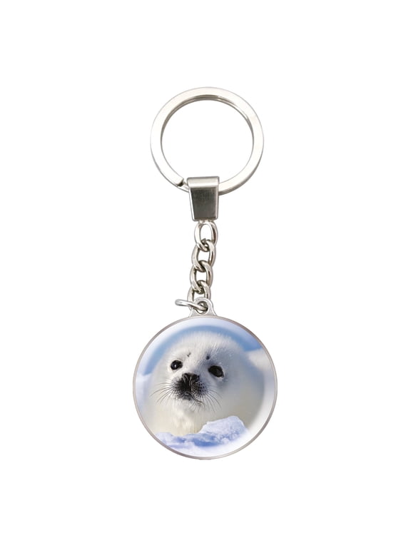 Magnidome Seal Keychain by Deluxebase – Glass Dome Picture Key Ring with Stainless Steel Chain