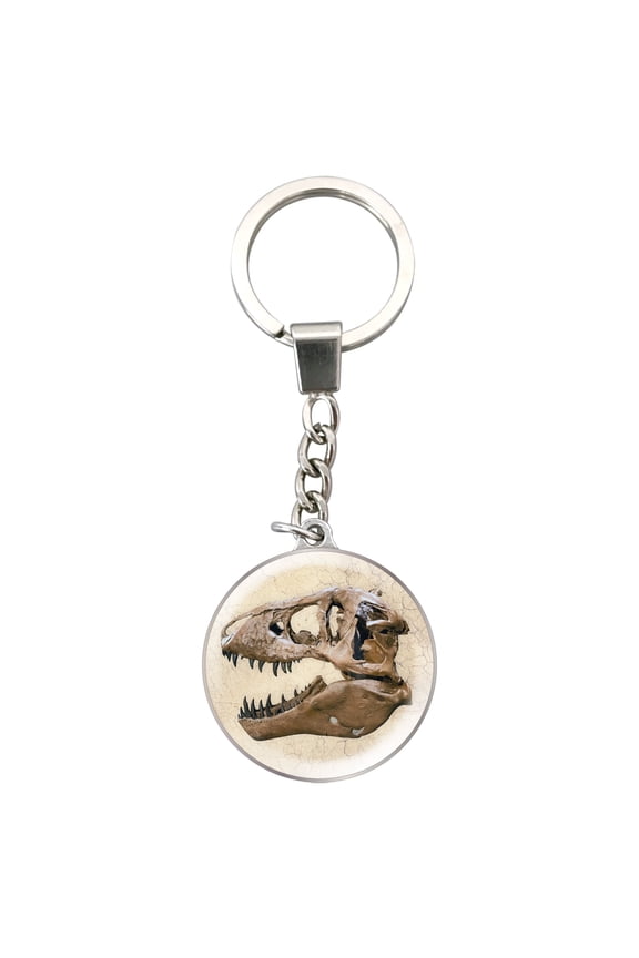 Magnidome T-Rex Keychain by Deluxebase. Crystal Glass Dome Key Ring with Stainless Steel Chain