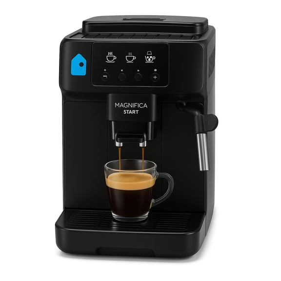 Magnifica Start Automatic Espresso Machine with Built-In Grinder and Manual Milk Frother, Easy-to-Clean Home Barista Coffee Maker for Lattes, Cappuccinos, and Iced Coffee  3 One-Touch Recipes, Premi