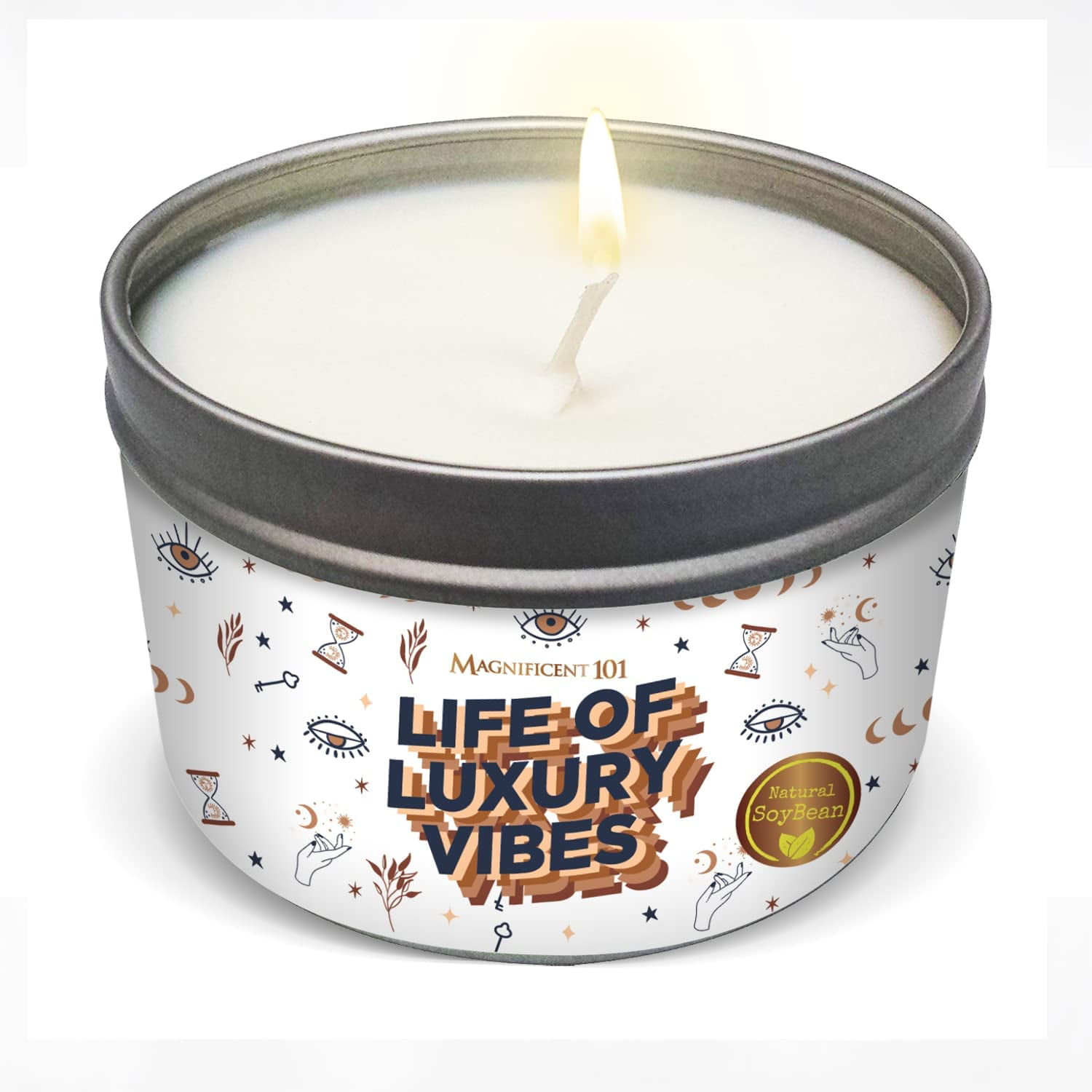 Magnificent 101 Spiritual Wealth Clove Vibes Aromatherapy Essential & Oils Tin Wax with Sage 6-oz. Soy Holder Candle in for