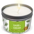 thumbnail image 1 of Magnificent 101 Long Lasting Sage + Cedar Smudge Candle | 6 Oz - 35 Hour Burn | Soy Wax Candle for Energy Cleansing & Manifestation | Let Abundance Flow Like an Endless River, 1 of 5