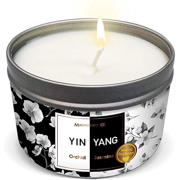 Magnificent 101 Long Lasting Yin Yang Smudge Candle | 6 Oz - 35 Hour Burn Time | Soy Wax Tin Candle for House Energy Cleansing, Purification, Manifestation & Chakra Healing