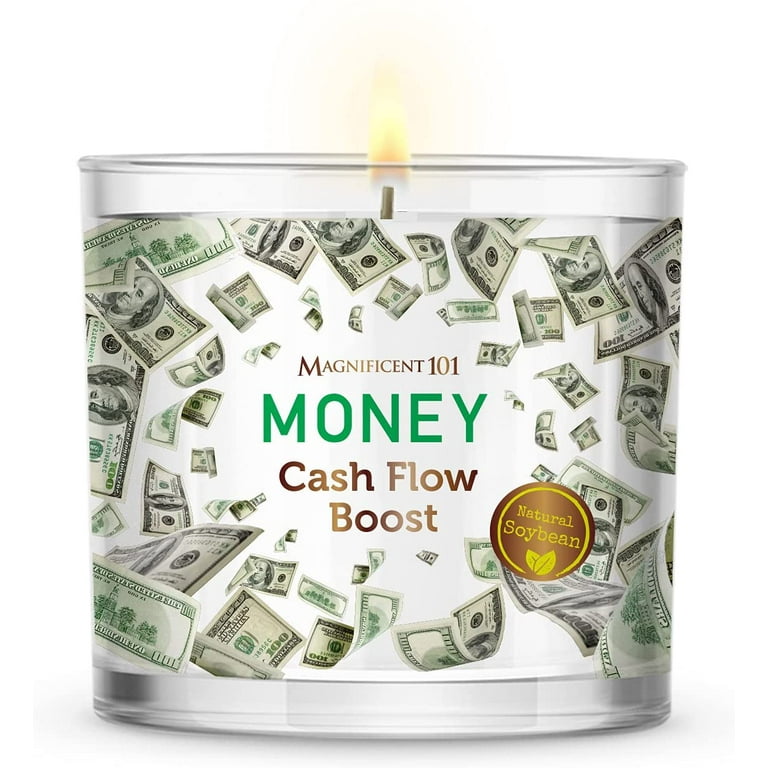 Magnificent 101 Money Cash Flow Boost Large Glass Candle 14oz With
