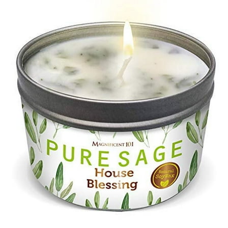 Magnificent 101 Pure Sage 6oz Natural Soy Aromatherapy House Blessing Intention Candle