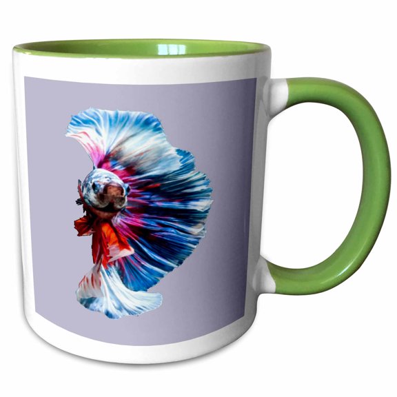 3drose, Magnificent Betta Splendens Aquarium Fish, 11oz Two-tone Green Mug