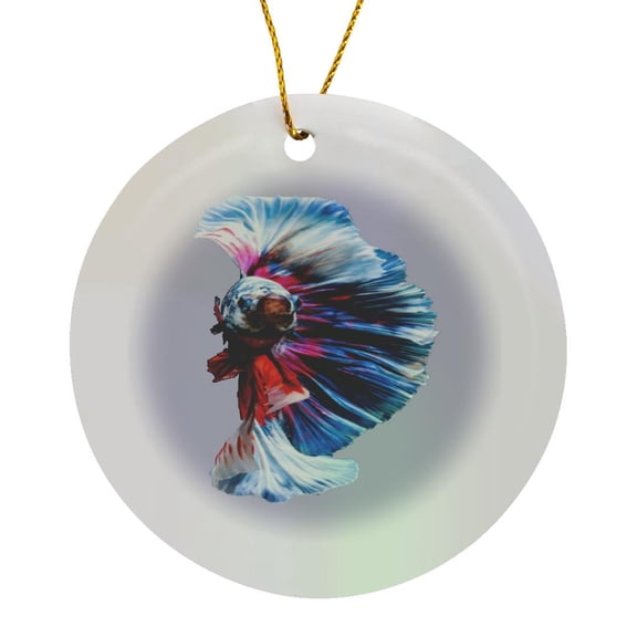 3drose, Magnificent Betta Splendens Aquarium Fish, Circle Porcelain Ornament