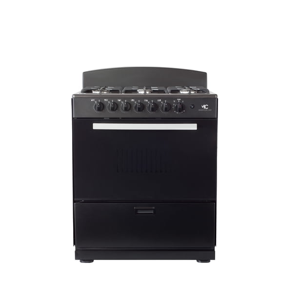 Magnificent Chef - Free Delivery - 30" Black Gas Stove with 4.0 CFT Oven Capacity -Sealed Burners, 3 Ultra-Fast, 3 Fast Easy to Clean, Iron Grates, Cool Knobs 2-year Warranty.