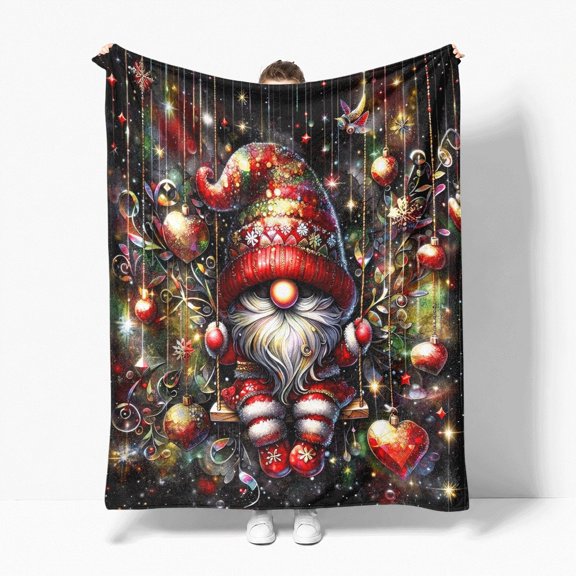 Magnificent Christmas Gnomes Stars, Heavy Duty Flannel, Fantasy Festive, Decorative Flannel Blanket, Lovely Aesthetic, Travel Blanket for Living Room Sofa Guest Room Lounge Camp Outdoor