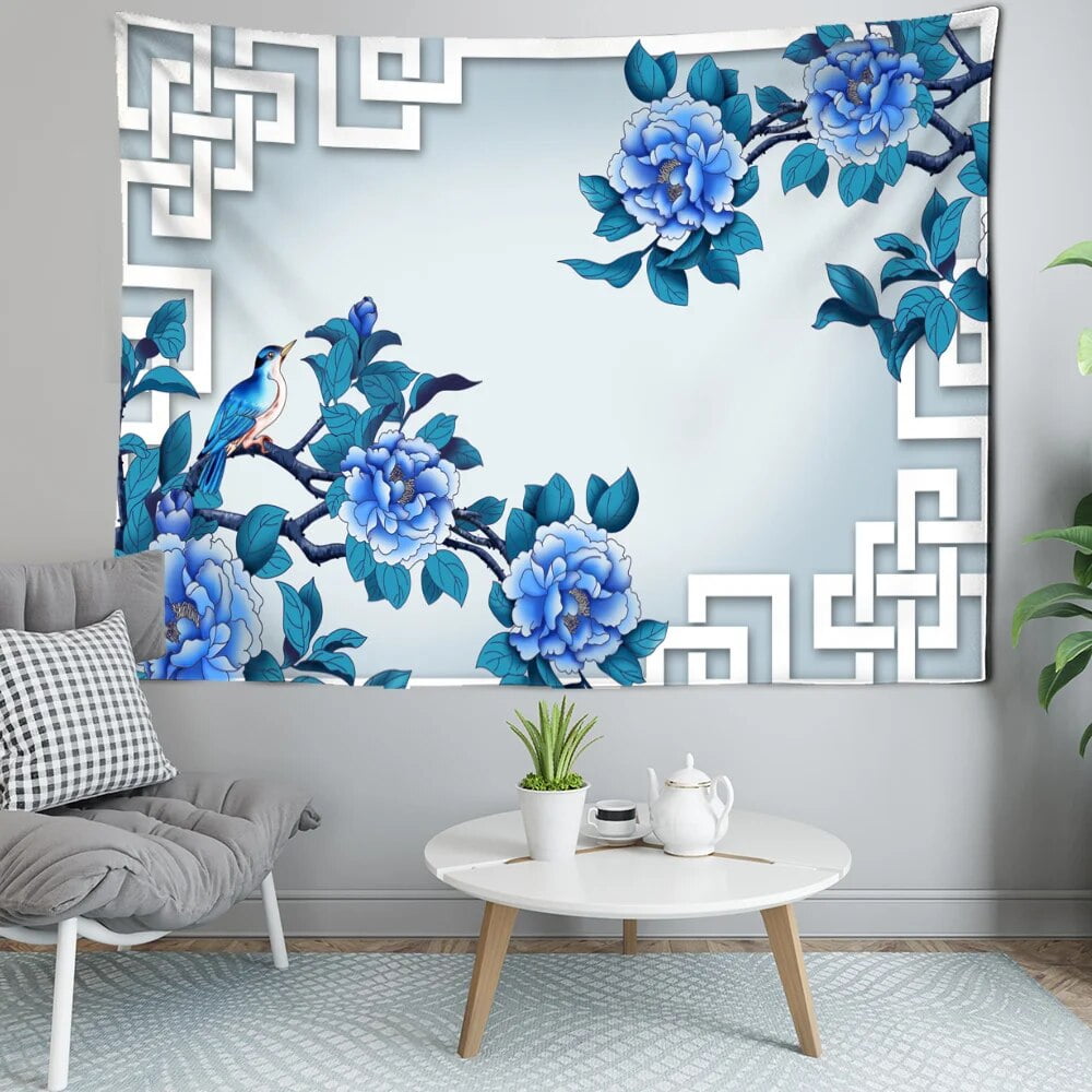 Magnificent Flowers Tapestry Chinese Peony Room Background Wall