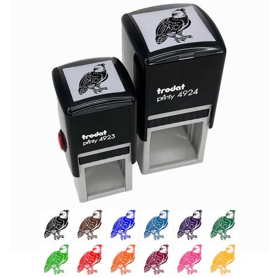 Magnificent Harpy Eagle Self-Inking Rubber Stamp Ink Stamper - Black Ink - Small 1 Inch