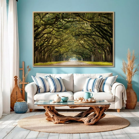Magnificent Line Of Green Oak Trees Wall Art Stunning Savannah Georgia Nature Wall Decor Gift Wall Art Ready To Hang, Unframed Poster Size 16x24