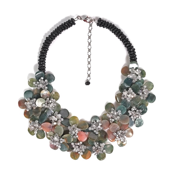 Magnificent Sparkling Earthy Jasper Floral Statement Necklace