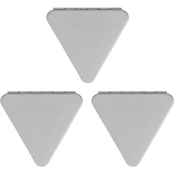 Set of 3 Double Sided Magnifying Compact Mirrors (Silver, Triangle)