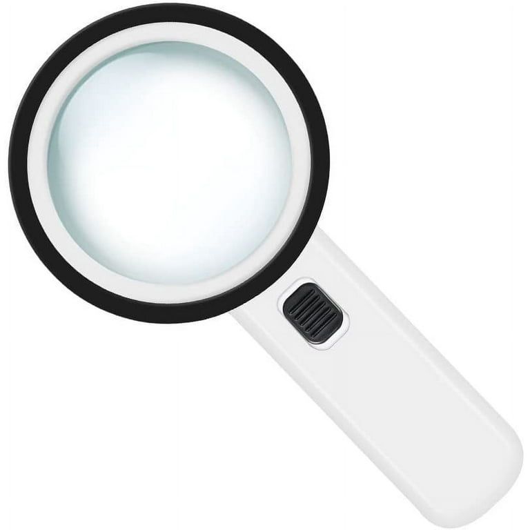 Leffis Magnifier Magnifying Glass with Light, 30X Handheld 12 LED  Illuminated Lighted Magnifying Glasses for Seniors & Kids Close Work,  Reading, Inspection, Jewellery (White)