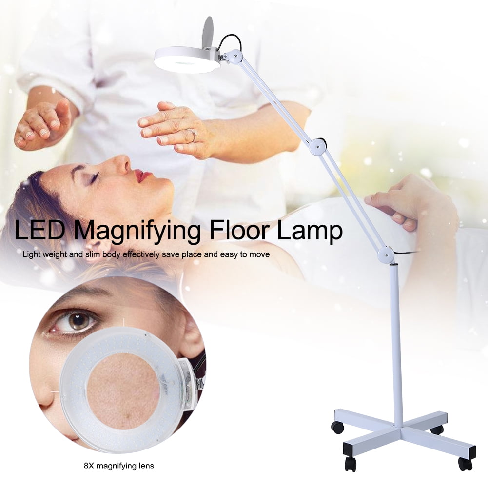 Magnifier 5X Rolling Floor Stand Adjustable Magnifying Lamp Beauty Mag