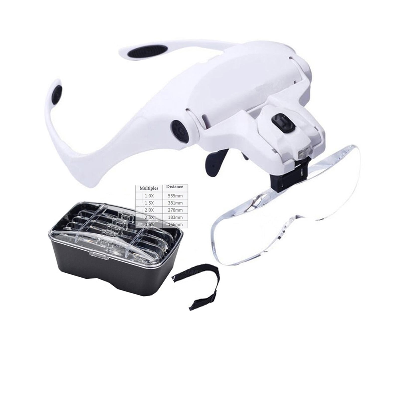 Magnifier Glasses With LED Light, Headband Illumination Magnifier Loupe With 5 Lens, Magnifying Glass For Reading Repair Craft ,Perfect Microscope Accessories