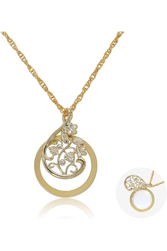 Magnifier Monocle for Reading Necklace Magnifying Glass Pendant Alloy Rope Chain Necklaces Read Glasses Pendant Jewelry Gold