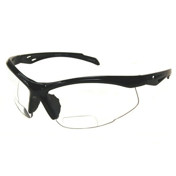 Magnifier Reader Safety Glasses Bifocal Clear Lens +2.00 Black Frame Protection