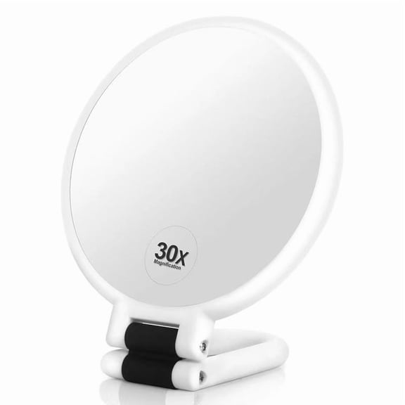 Magnifier Vanity Mirror, Foldable Adjustable Pocket Sized Double Sided Glass, 30x Travel Makeup Mirror for Beauty Grooming, Dorm Bedroom Bathroom