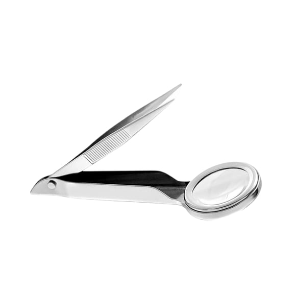 Magnifier with Attached Precisions Tweezers Splinters Tweezers with Magnify Glass Eyebrow Removal Essential Unisex