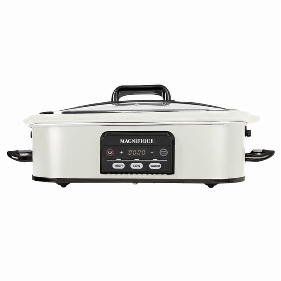 Magnifique 4 Quart Casserole Digital Slow Cooker, Premium Ceramic Bakeware for Oven,White