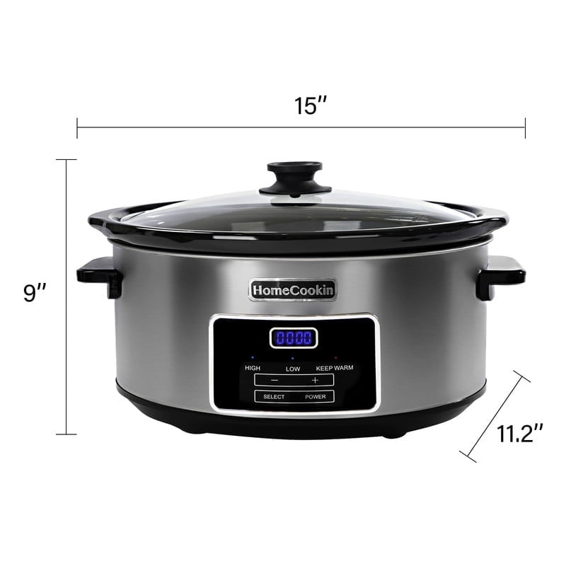 Magnifique Homecookin 6 Quart Programmable Slow Cooker, Kitchen Appliances Grey
