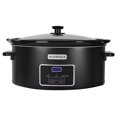 thumbnail image 1 of Magnifique 6 Quart Programmable Slow Cooker, Kitchen Appliances, Perfect Kitchen Small Appliance for Family Dinners, Black Stainless Steel, 1 of 7