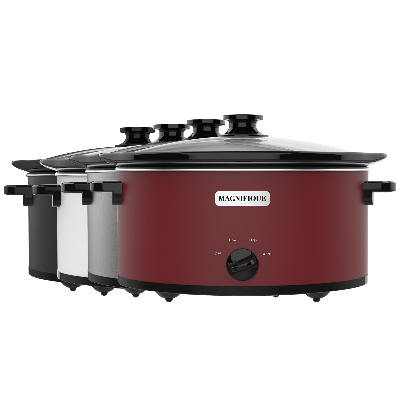 Magnifique 7 Quart Slow Cooker Oval Manual Pot Food Warmer with 3 Cooking  Settings, Stainless Steel