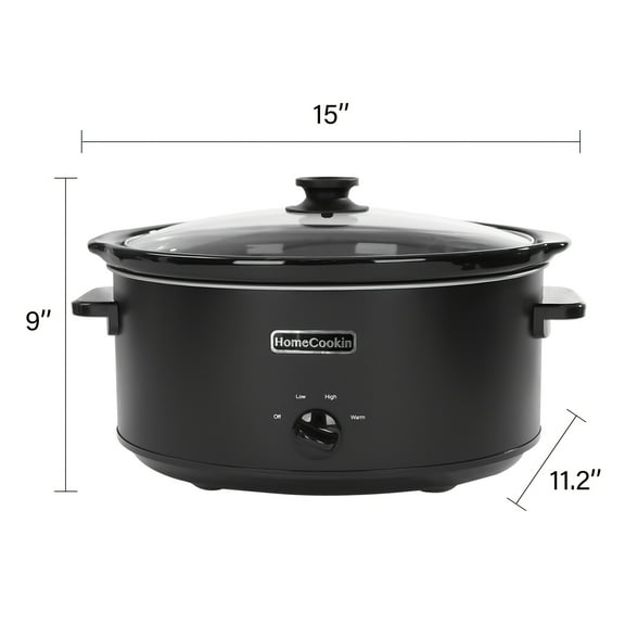 Magnifique 8-Quart Oval Manual Slow Cooker | 3 Cooking Modes (Low/High/Warm) | 370W, Glass Lid, Ceramic & Metal Construction | US Plug for Home Cooking