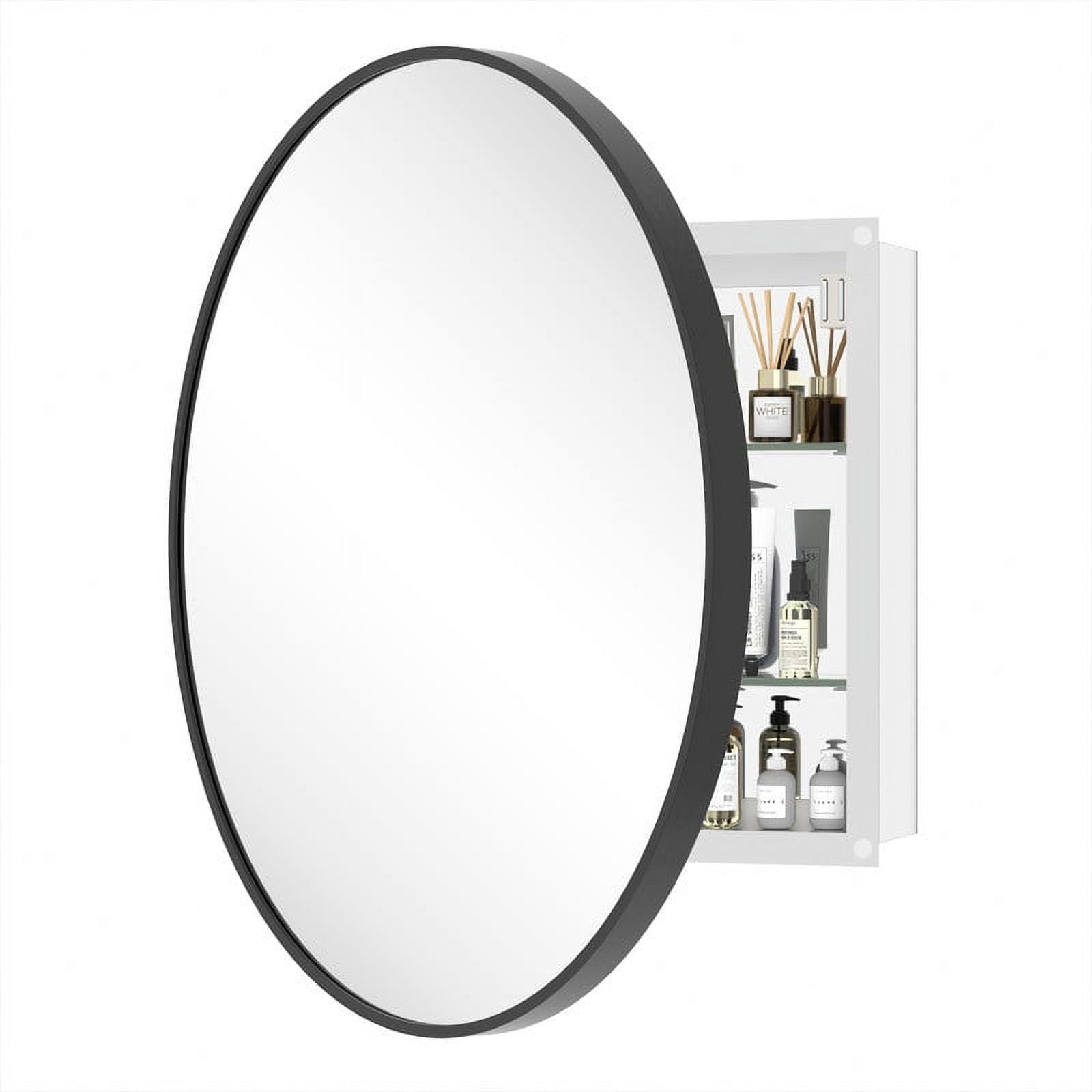 Magnifique Aluminum Medicine Cabinet with Round Mirror for Bathroom 24 ...