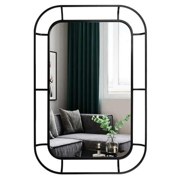 Magnifique Bathroom Mirror with Black Square Metal Frame ,24" x 36" ,Black