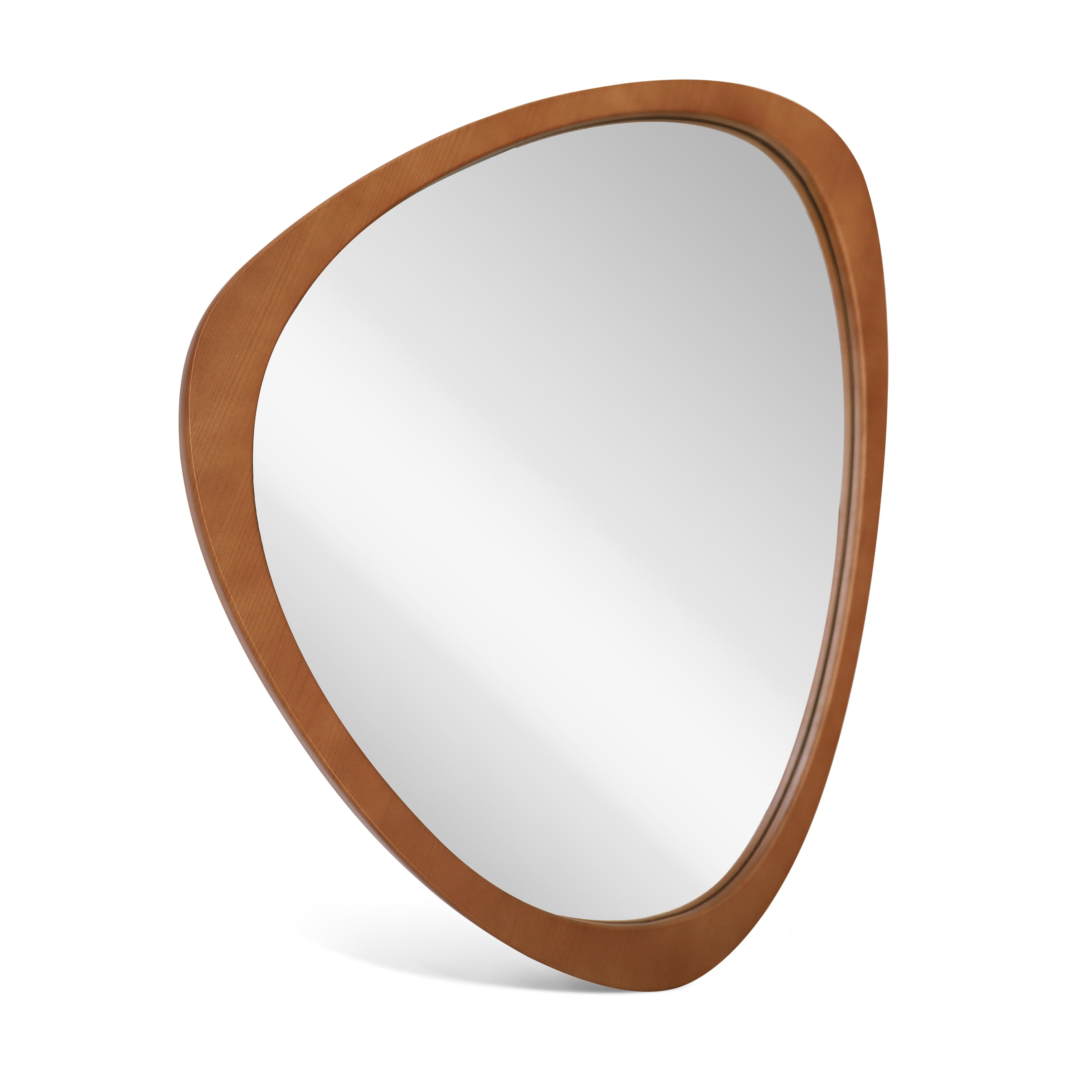 Asymmetrical Pine Wood Frame Cobblestone Wall Mirror 20"x23"