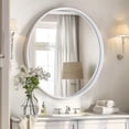 thumbnail image 1 of Magnifique Round Mirror for Bathroom with Wood Frame 28", White, 1 of 7