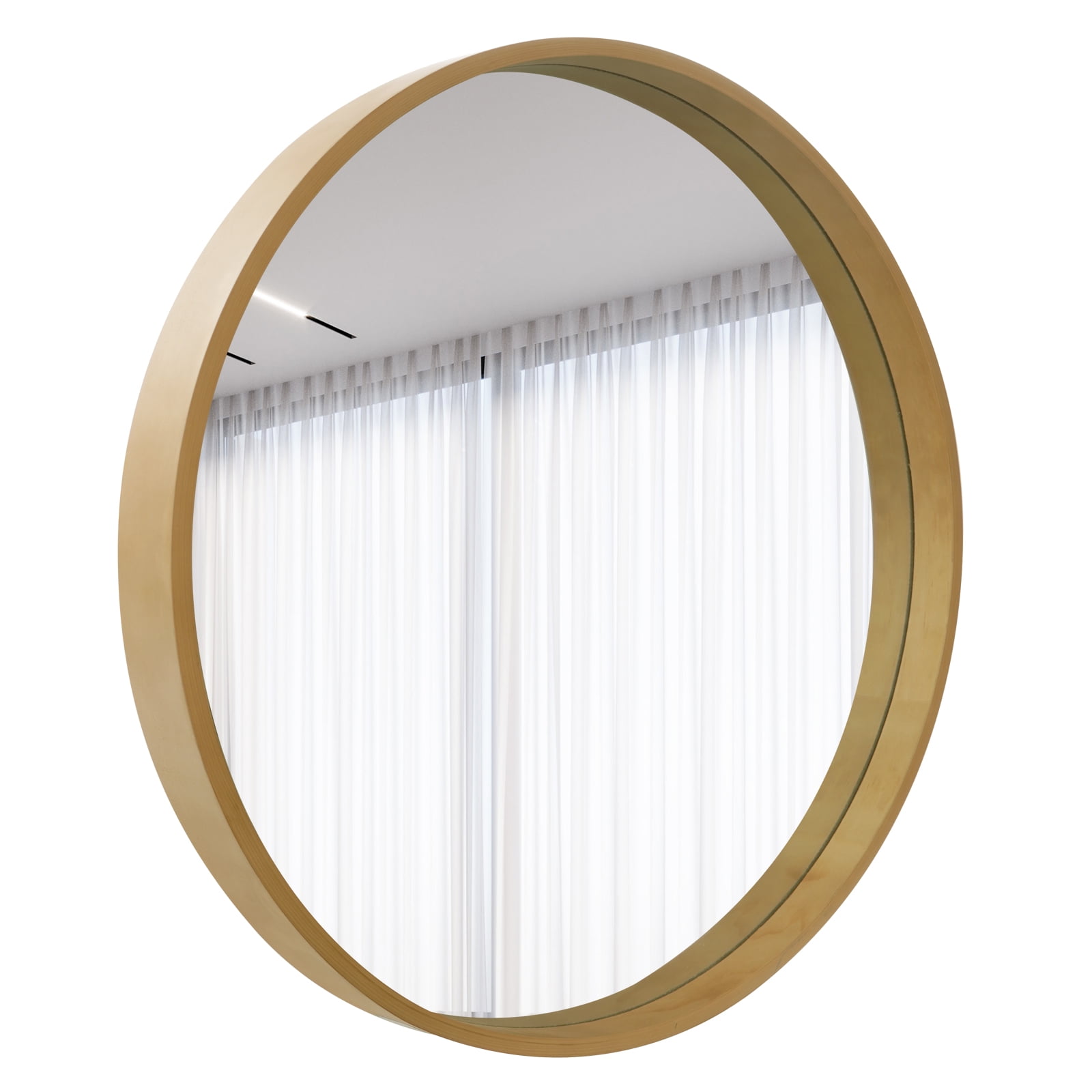 Magnifique Round Mirror for Bathroom with Wood Frame, Wall Mounted