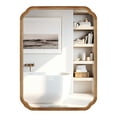 Magnifique Rounded Corner Arch Wall Mirror with Wood Frame for Bathroom