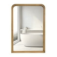 thumbnail image 1 of Magnifique Rounded Top Corner Wall Mirror with Wood Frame for Bathroom 24" x 36", Natural Wood Color, 1 of 7
