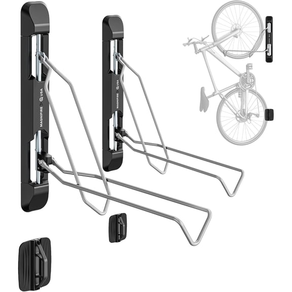 Magnifire USA Adjustable, Foldable Stainless Steel Bicycle Storage Hooks, 2 Pack