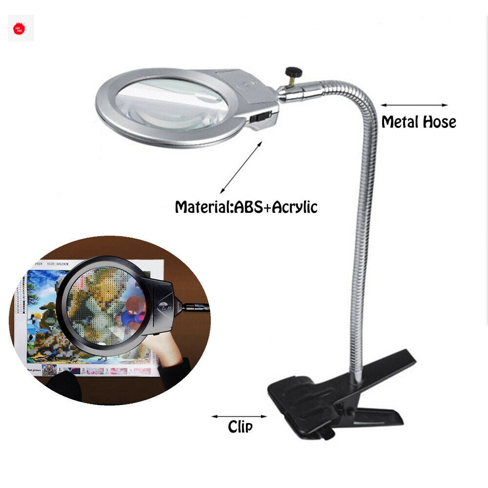 Magnifying Desk Lamp,4X Real Glass Lens, Stepless Dimmable, Adjustable