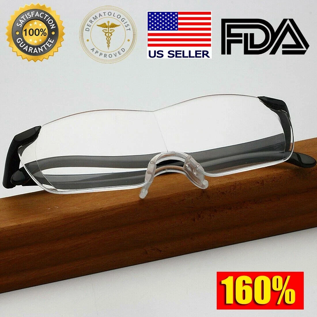 Magnifying Eyeglasses Big Vision Eye Glasses 1.6X Magnifying Eyewear ...