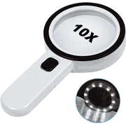 Magnifying Glass with 12 LED Lights, 10X Double Glass Lens Handheld Illuminated Magnifier Reading Magnifying Glass with for Seniors Read, Coins, Stamps, Map, Inspection, Macular Degeneration